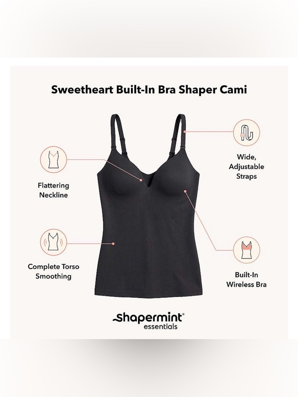 Shapermint NWT Essentials Sweetheart Built-In Bra Shaper White Cami Sz 3XL - Picture 14 of 15